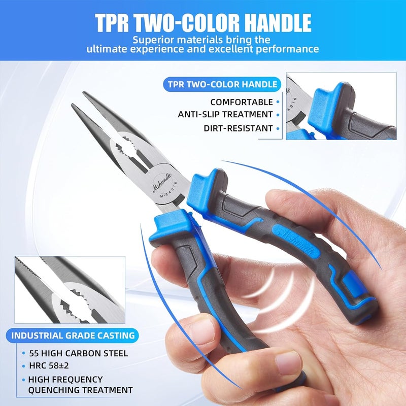 mshandto Needle Nose Pliers 6.5" Long Nose Pliers for Wire Bending, High Carbon Steel Needle Nose Plier, Serrated Jaw Pliers for Jewelry Making, Electronics Repair, Object Grasping, Craft Making - Image 4